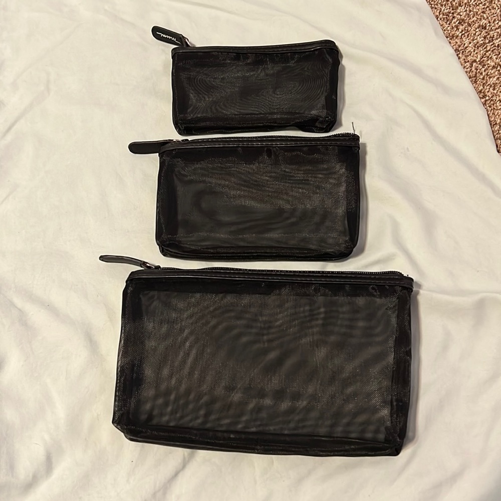 Marmi set of 3 black mesh cosmetics bags. Immaculate!
